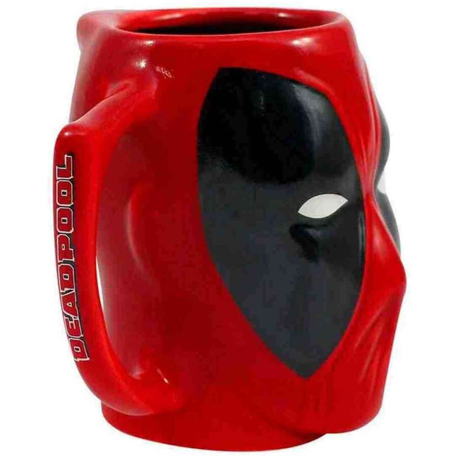 caneca em cerâmica 3d rosto do deadpool marvel