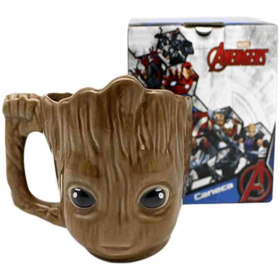 caneca em cerâmica 3d rosto do deadpool marvel