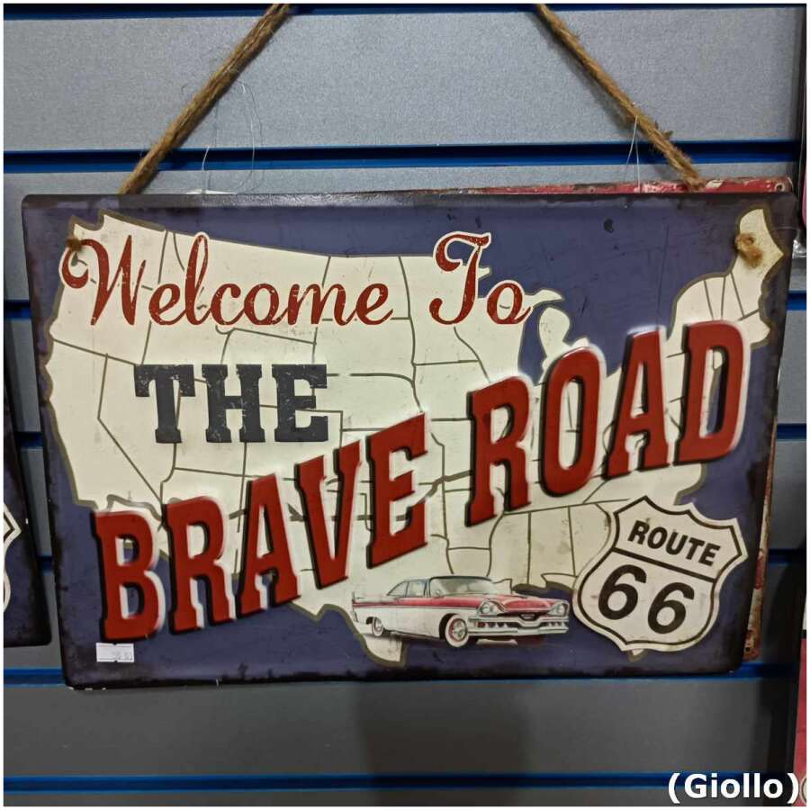 placa metálica decorativa modelo brave road – 40x30cm